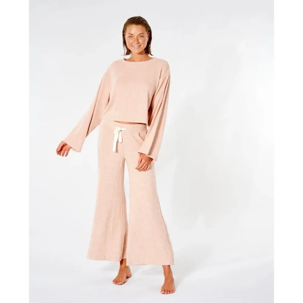 RIP CURL COZY CROP CREW NECK FLEECE TAN MARLE