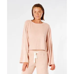 RIP CURL COZY CROP CREW NECK FLEECE TAN MARLE