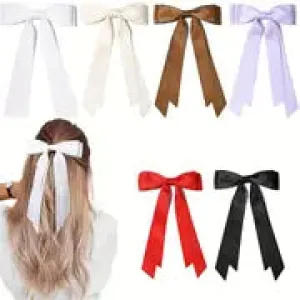 Satin Hair Ribbon Clip - 4.5"