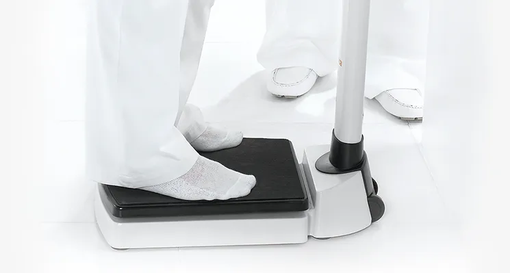 seca 704r - Class III high capacity digital column scale, extremely robust large base, BMI. RS232 interface - ideal for Renal Units