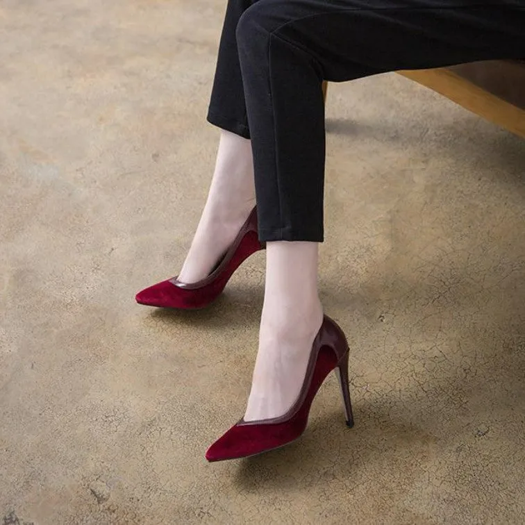 Small Size Pointy  Suede High Heels GS25