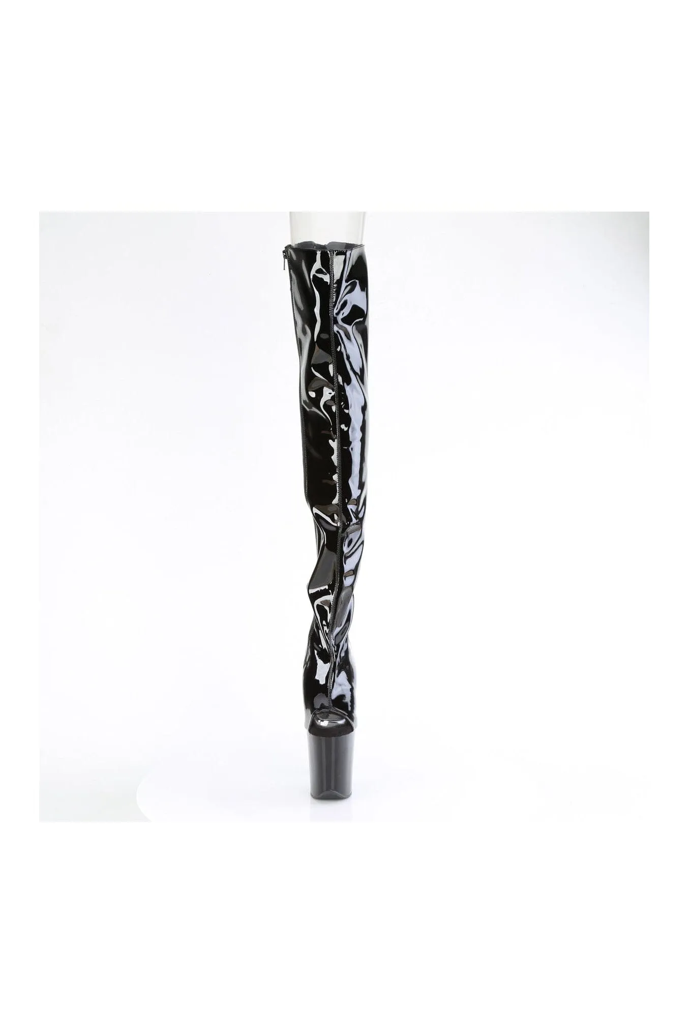 SS-FLAMINGO-3017 Black Patent Thigh Boot