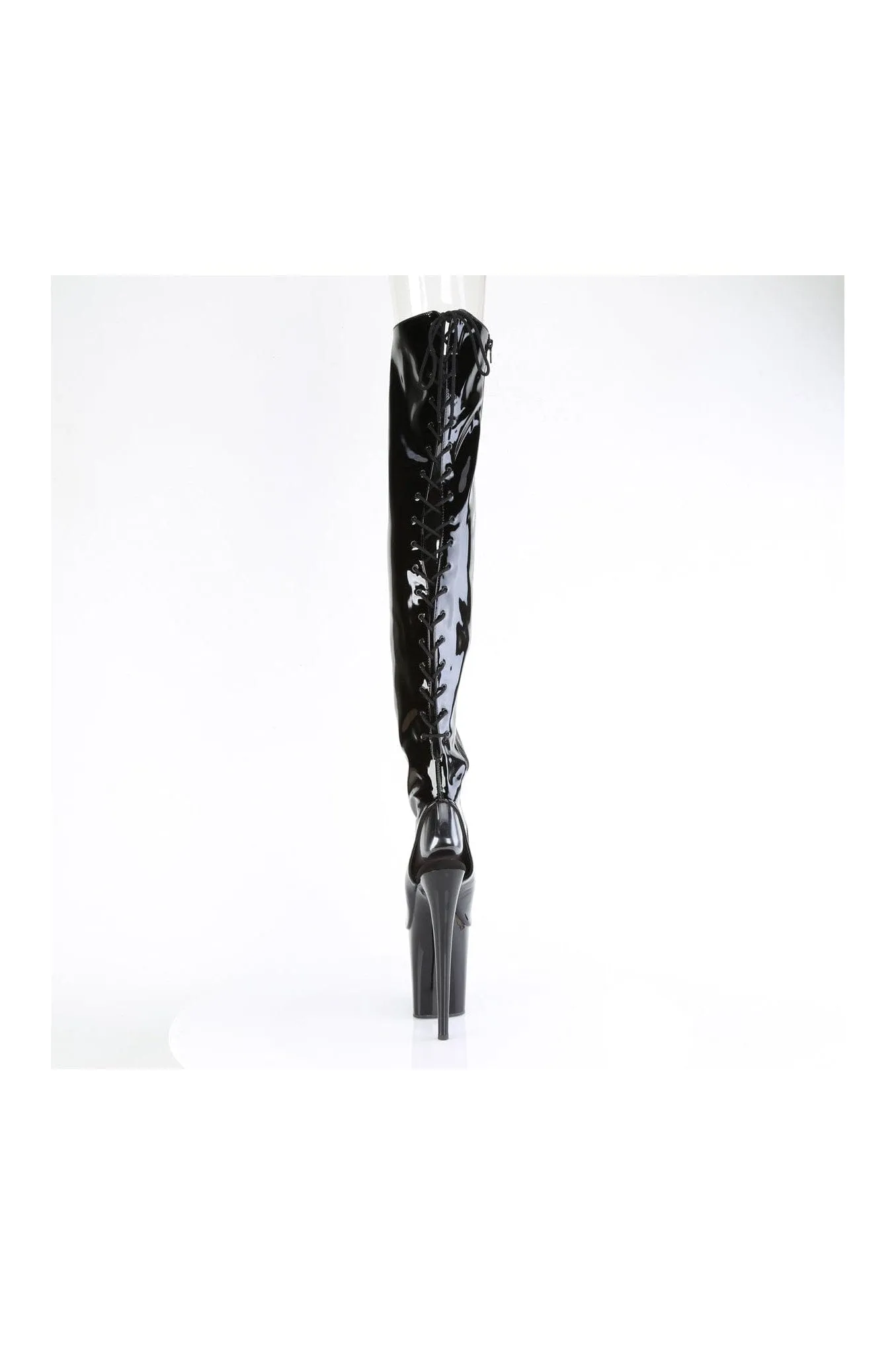 SS-FLAMINGO-3017 Black Patent Thigh Boot
