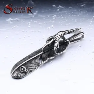 Steel soldier fashion men stainless steel gold eagle claw feather pendant titanium steel gothic style jewelry