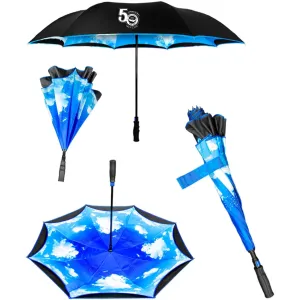 SUN 'n FUN 50 Years Blue Sky & Clouds Inverted Jumbo Umbrella (48" Arc)