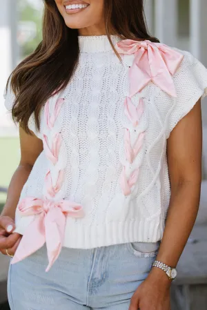 Sweet As Can Be White Cable Knit Top