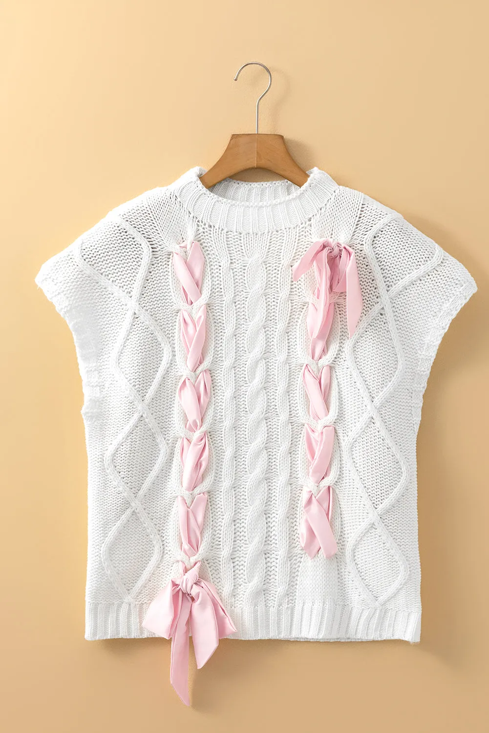 Sweet As Can Be White Cable Knit Top