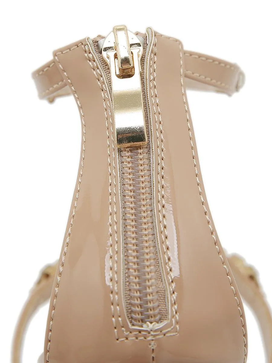 T-strap Rhinstone Pointed High Heel MHE1101