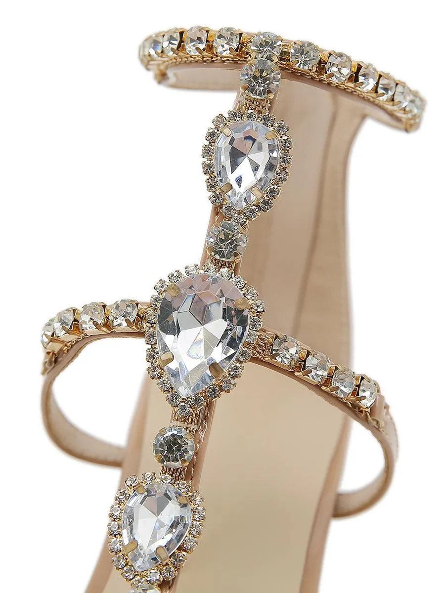 T-strap Rhinstone Pointed High Heel MHE1101