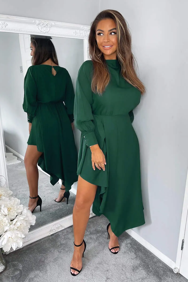 Teal High Low Skirt Midi Dress
