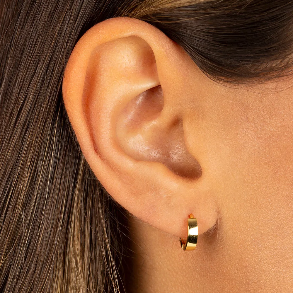 Tiny Wide Solid Huggie Earring