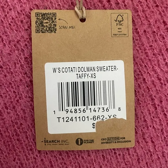 Toad&amp;Co Cotati Dolman Sweater in Pink, Women’s Size XS, NWT