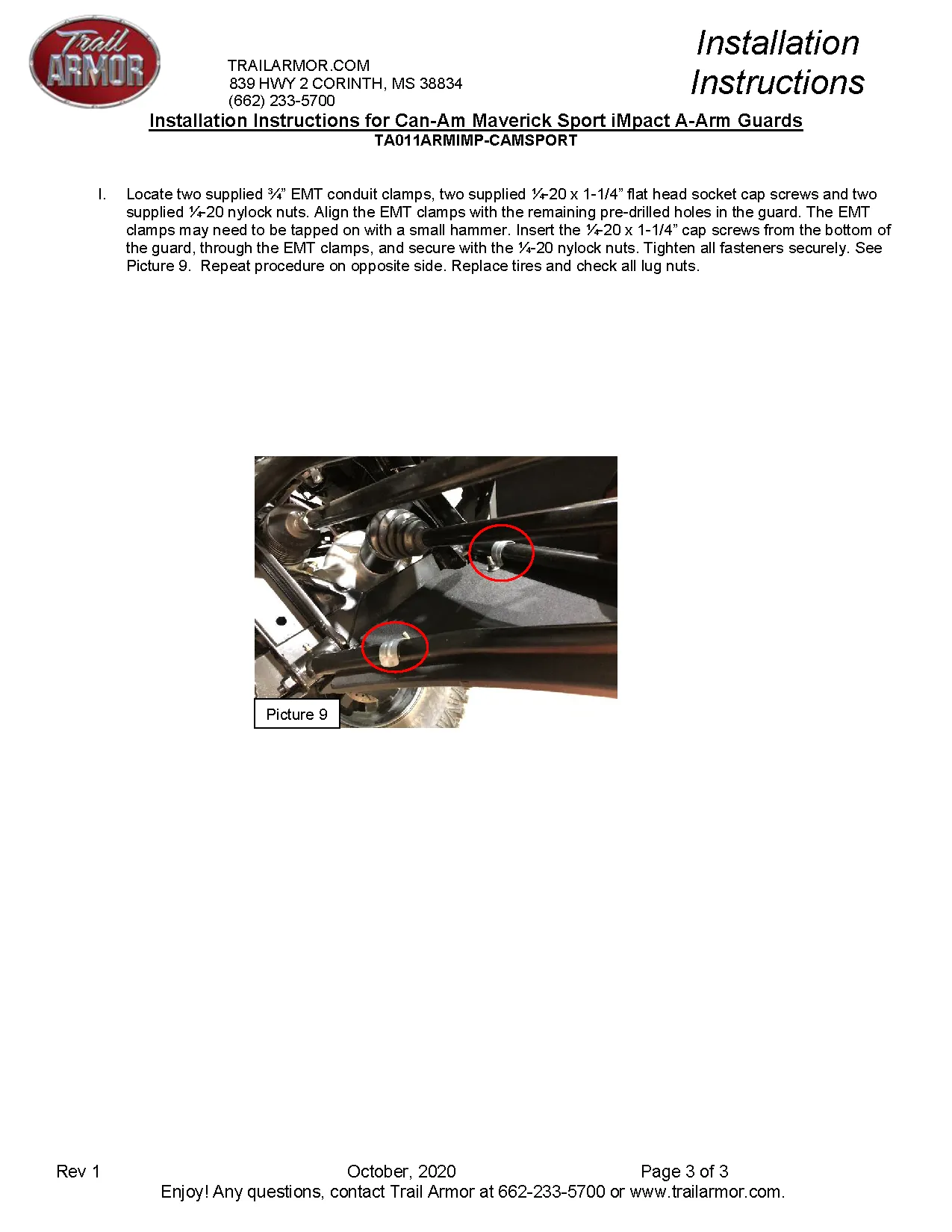 Trail Armor 2019 - 2022 Can Am Maverick Sport, 2019 - 2023 Maverick Sport DPS, Maverick Sport Max DPS, 2021 - 2023 Commander DPS 1000, Commander Max DPS 1000, 2022 - 2023 Commander DPS 700 and Commander XT 700  iMpact A-Arm Guards