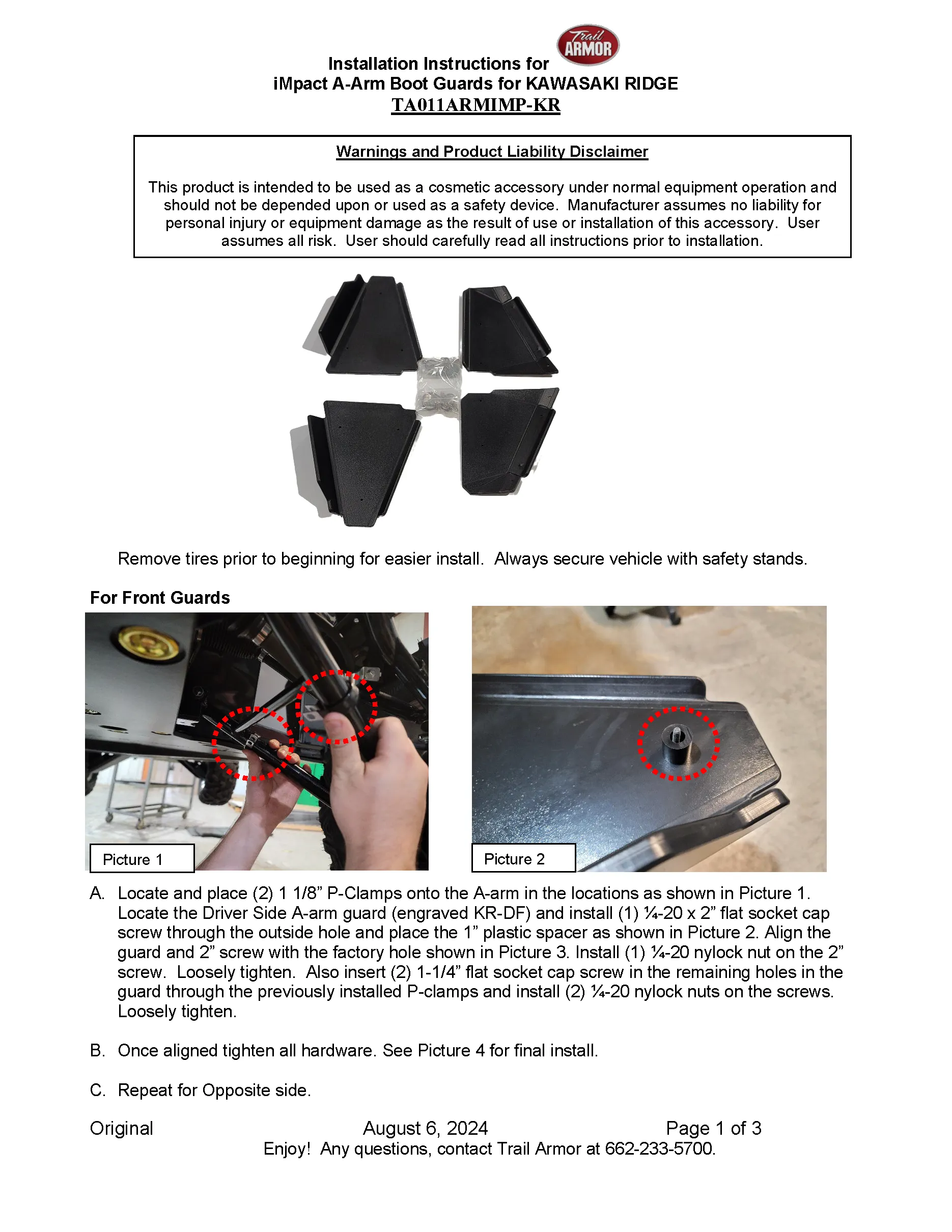 Trail Armor Kawasaki Ridge and Ridge XR iMpact A-arm guards