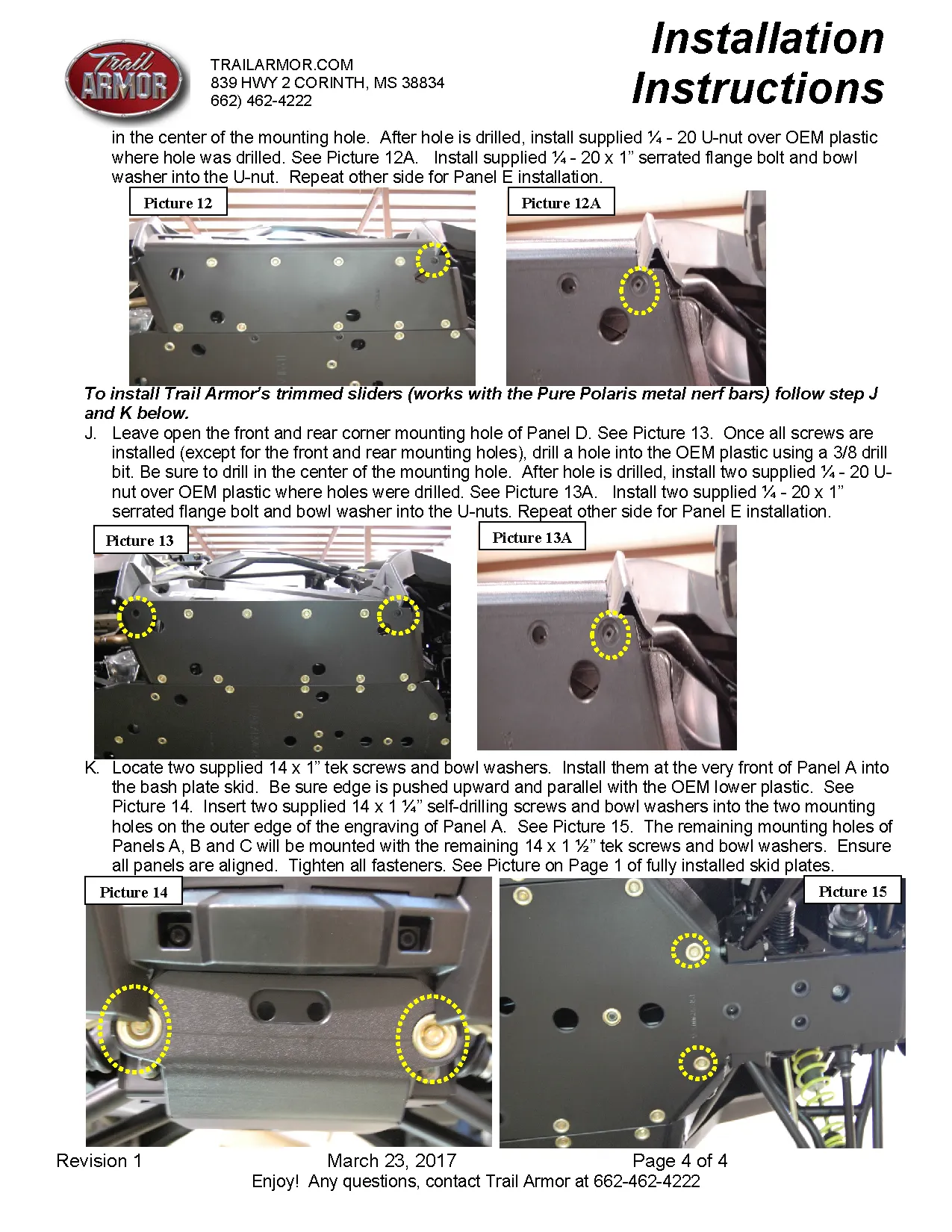 Trail Armor Polaris RZR S 900, RZR S 900 EPS, RZR 900, RZR 900 EPS TRAIL, RZR 900 XC and RZR S 1000 Full Skids with Slider Nerfs or Trimmed for Polaris Kick Out Steel Rock Sliders