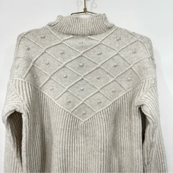 TRUTH By Republic Knit Sweater Size Small Mock Neck Cozy Comfy Ivory Cream