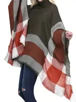 Turtleneck Fringed Hem Poncho- New Colors!!