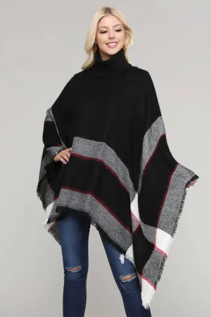 Turtleneck Fringed Hem Poncho- New Colors!!