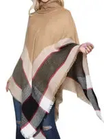 Turtleneck Fringed Hem Poncho- New Colors!!