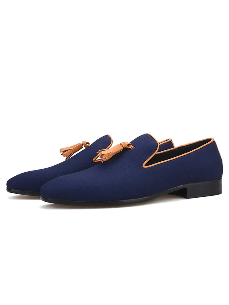 Two-color European and American trendy men's loafers, banquet tassel slip-ons, formal shoes, fashion party, nightclub, slip-on trendy shoes for men