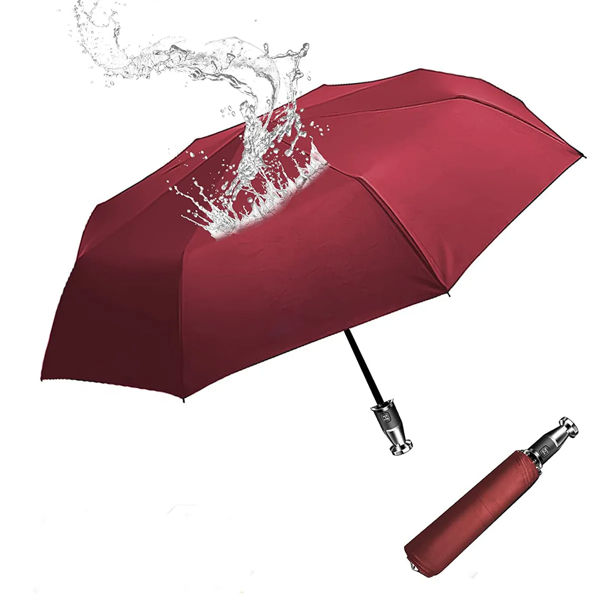Umbrella for All Cars, 10 Ribs Umbrella Windproof Automatic Folding Umbrella, One-handed use, Rain and Sun Protection, Car Accessories TS13993