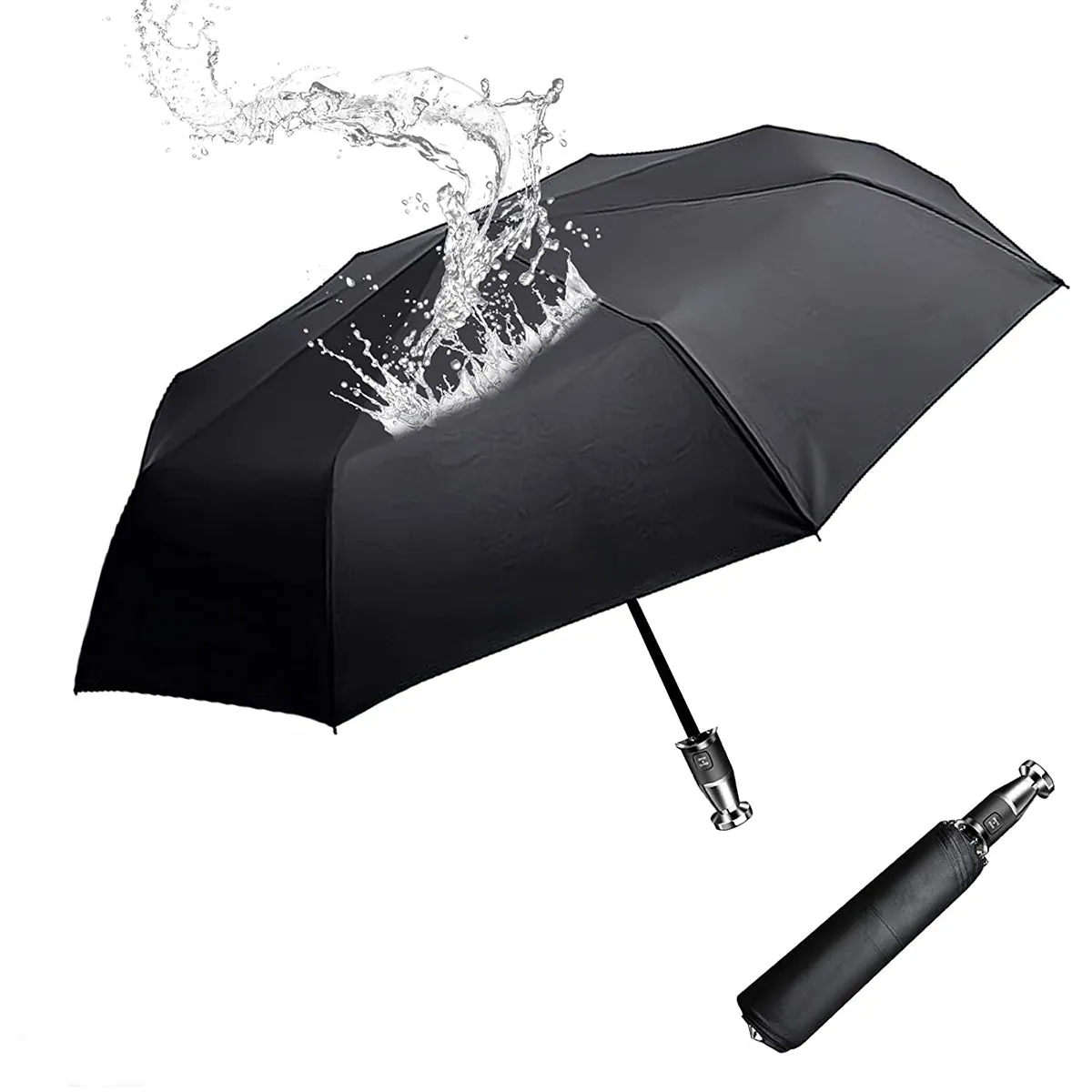 Umbrella for All Cars, 10 Ribs Umbrella Windproof Automatic Folding Umbrella, One-handed use, Rain and Sun Protection, Car Accessories TS13993