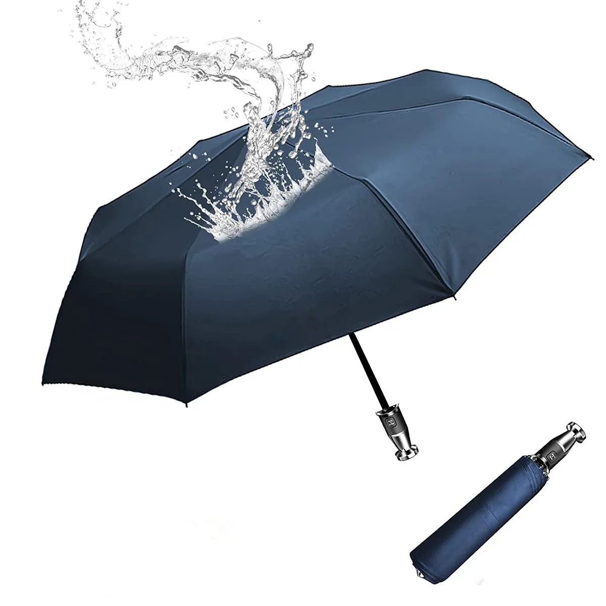 Umbrella for All Cars, 10 Ribs Umbrella Windproof Automatic Folding Umbrella, One-handed use, Rain and Sun Protection, Car Accessories TS13993