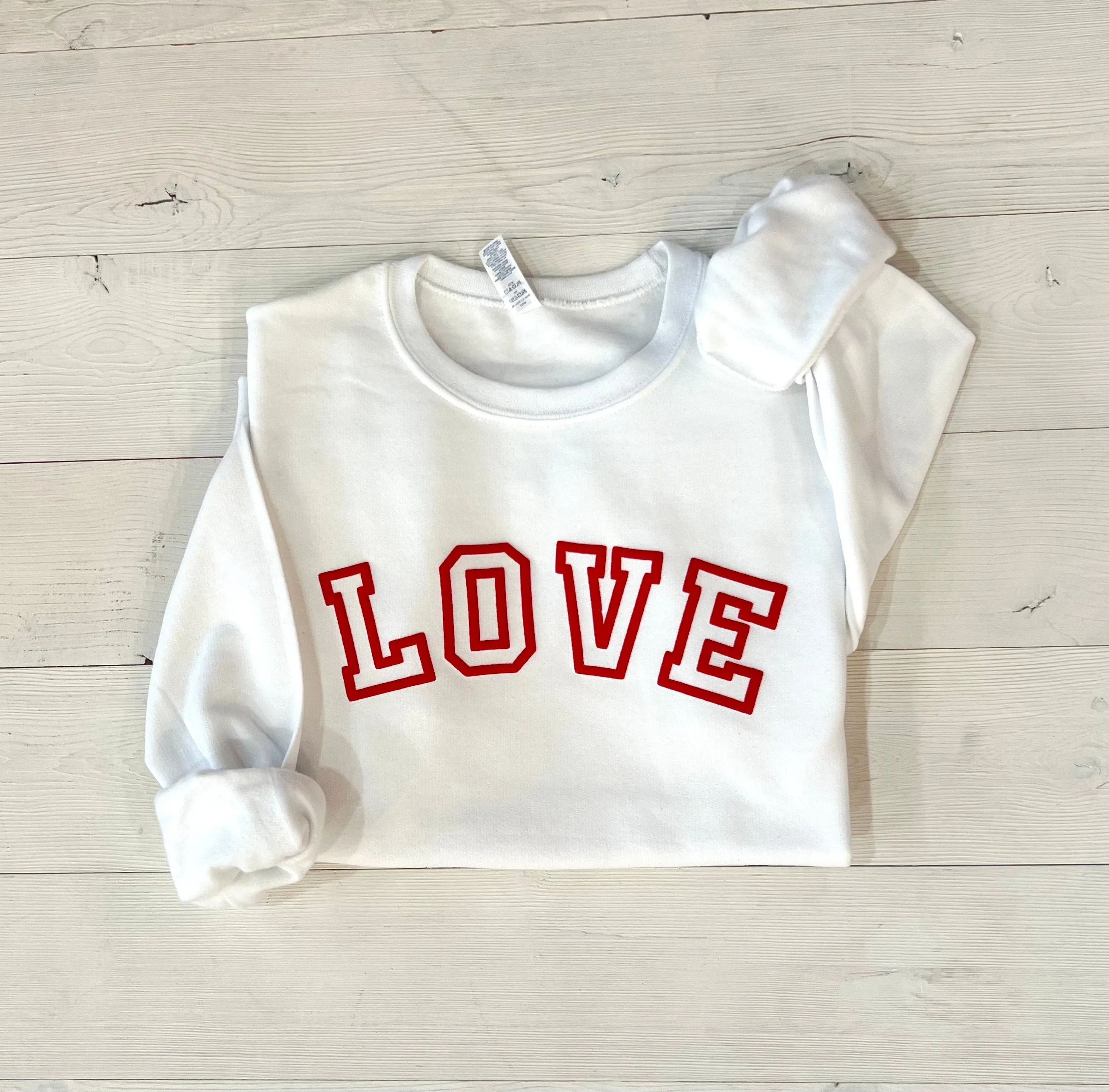 Valentines Day LOVE Varsity Embossed Sweatshirt