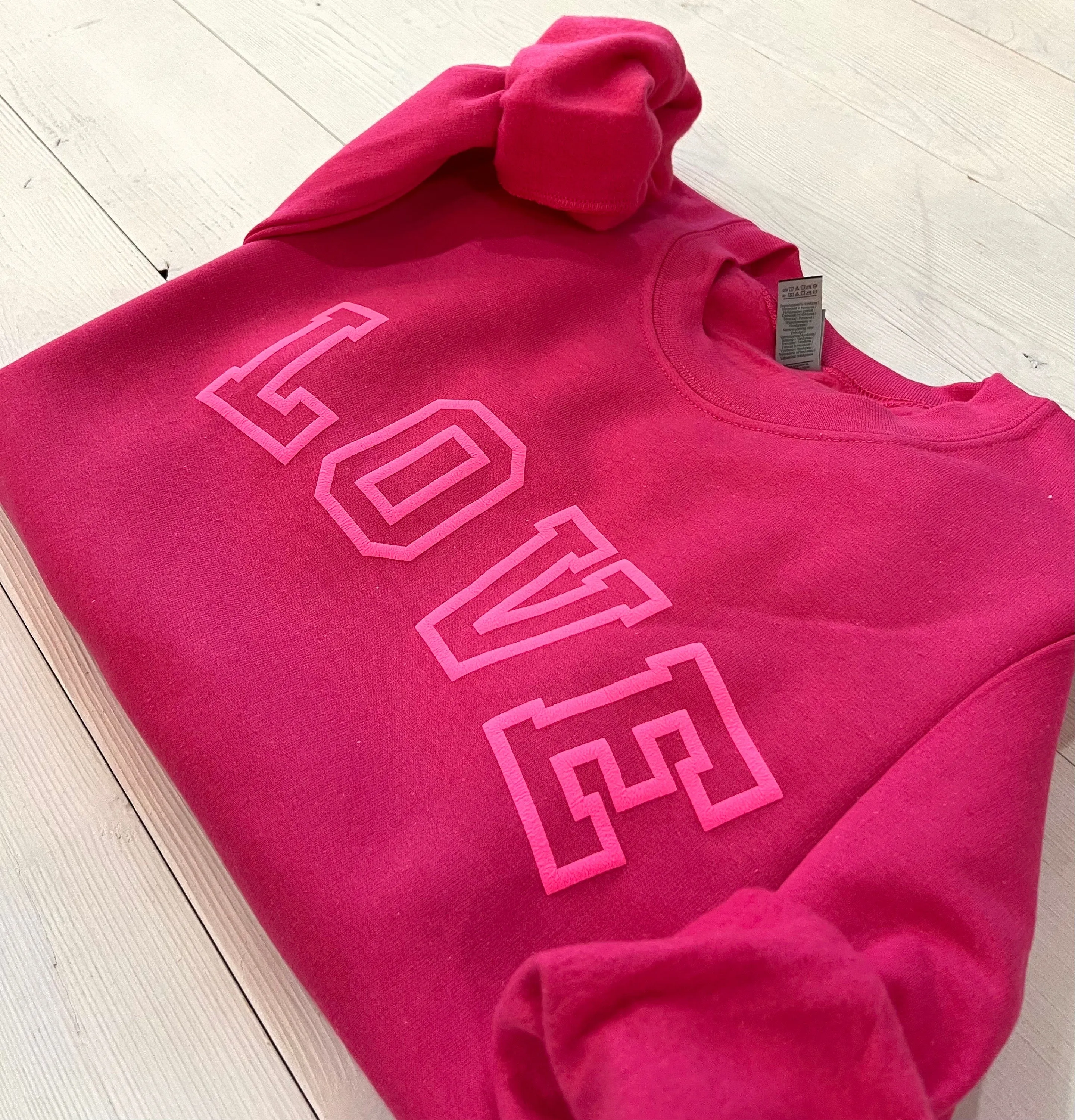 Valentines Day LOVE Varsity Embossed Sweatshirt