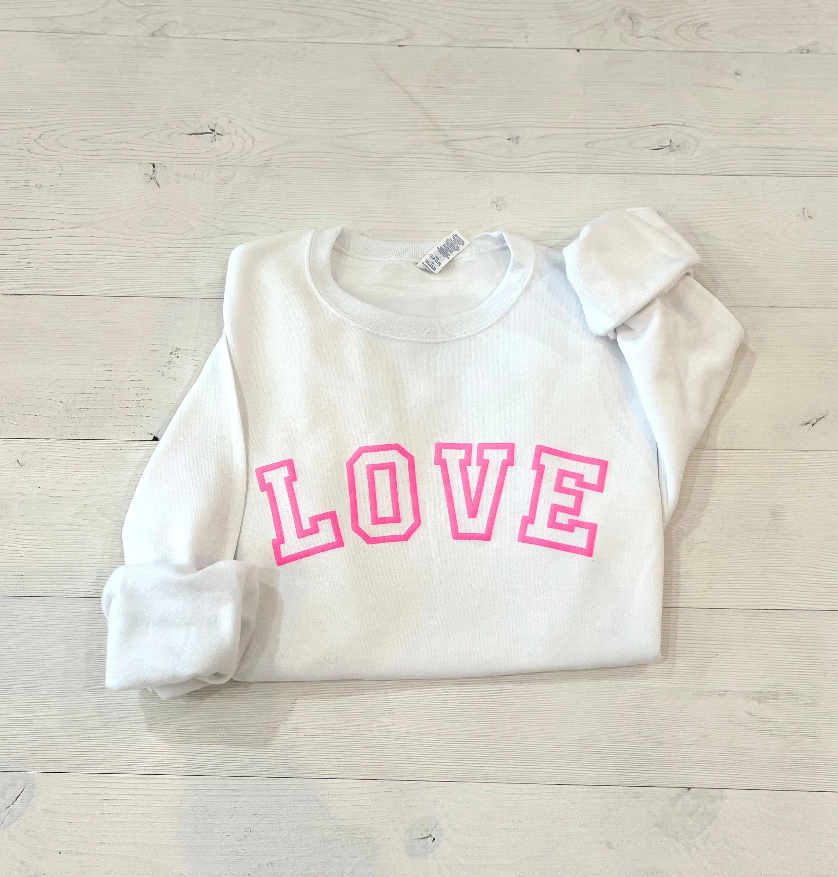 Valentines Day LOVE Varsity Embossed Sweatshirt