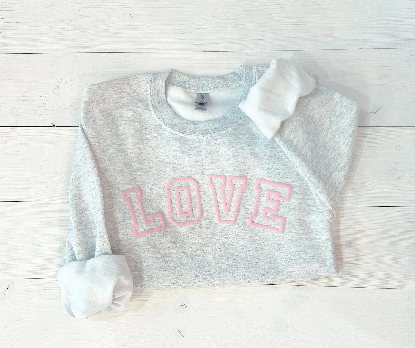 Valentines Day LOVE Varsity Embossed Sweatshirt