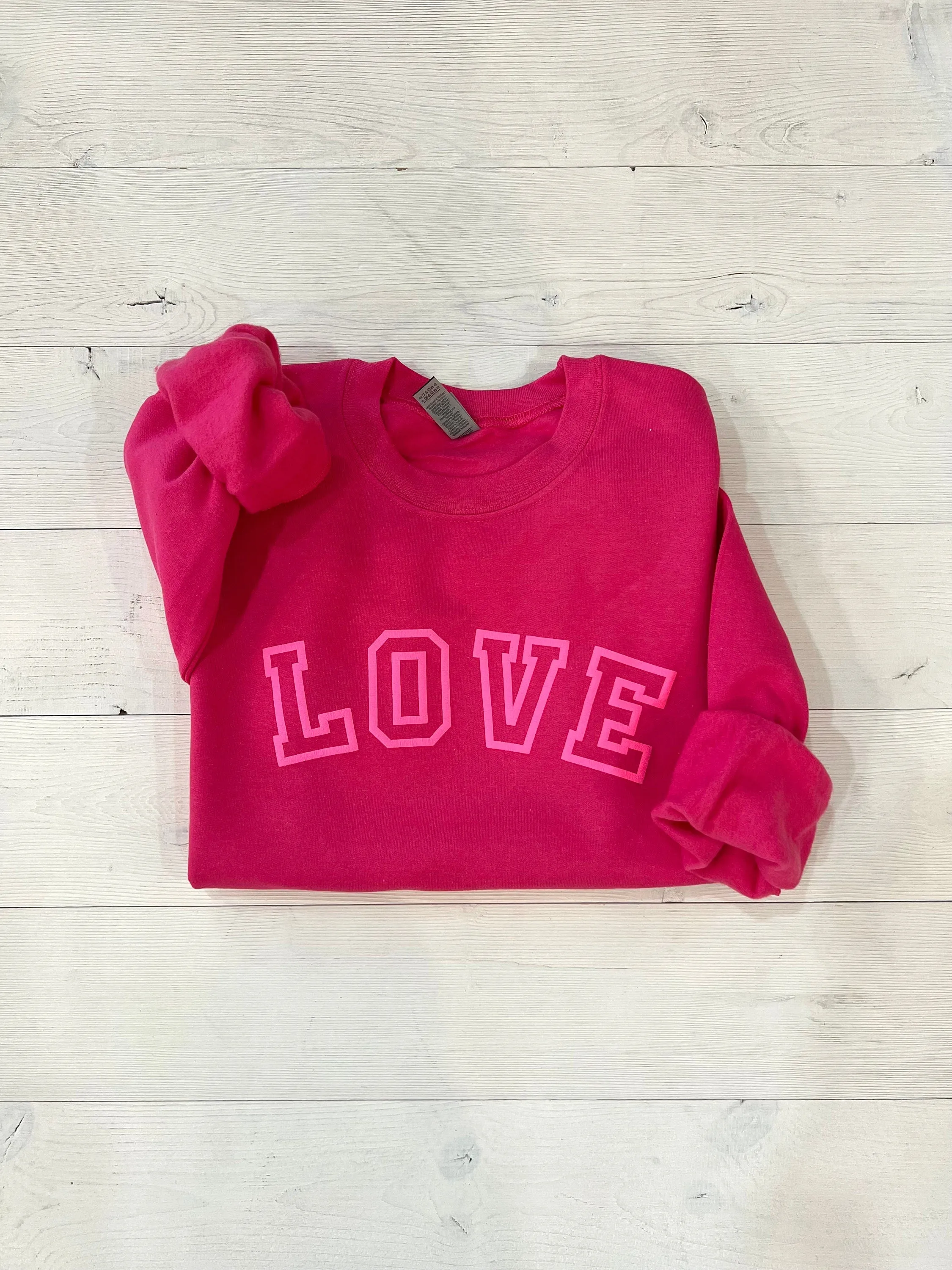 Valentines Day LOVE Varsity Embossed Sweatshirt