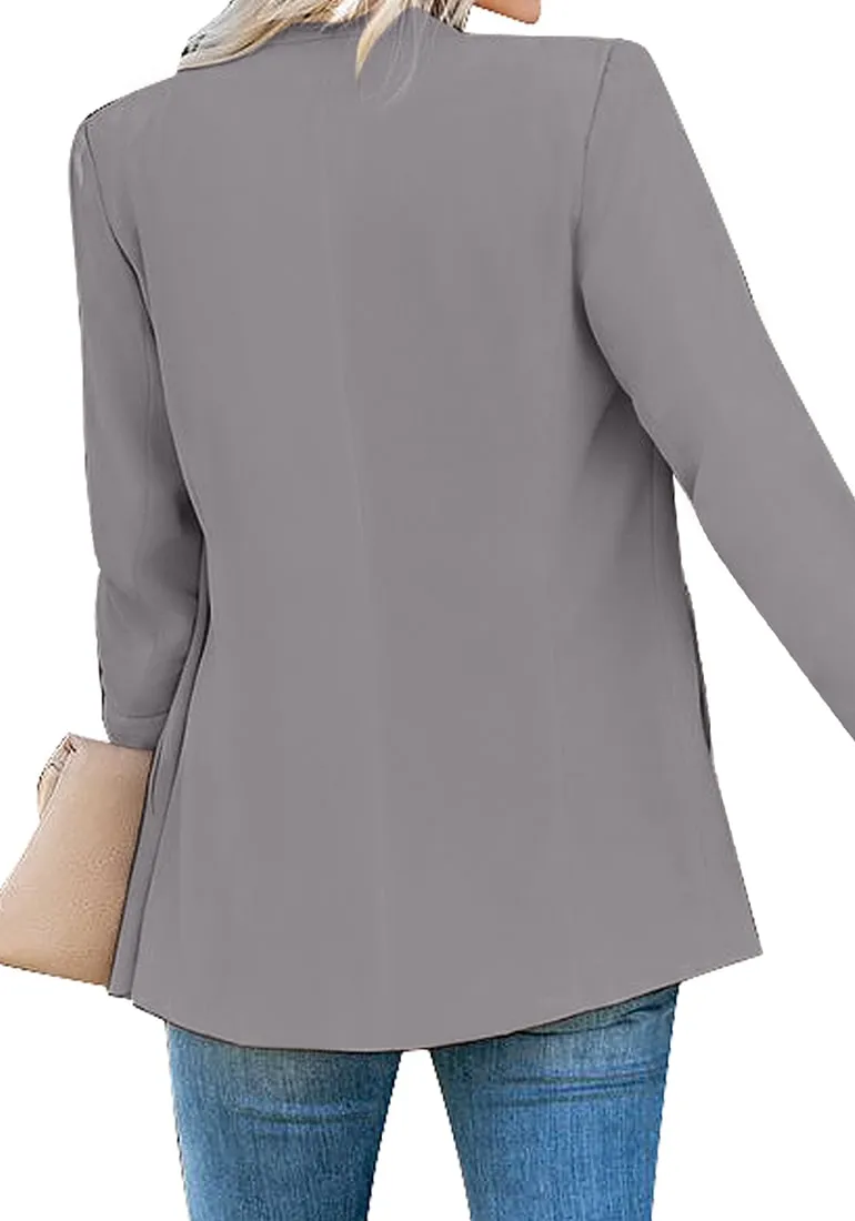 Vetinee Women's Open Front Pockets Blazer Long Sleeve Work Office Cardigan Jacket