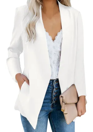 Vetinee Women's Open Front Pockets Blazer Long Sleeve Work Office Cardigan Jacket