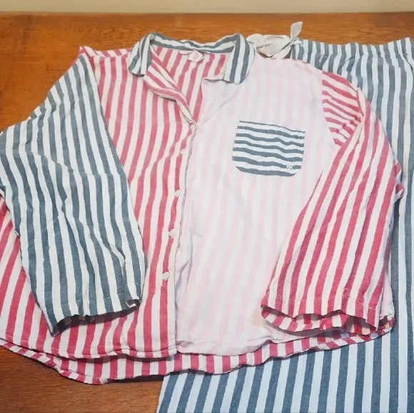 Victoria Secret Candy Stripe Pajama Set EUC XL