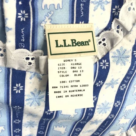Vintage LL Bean Flannel Nightgown Women’s XL Long sleeve Blue
