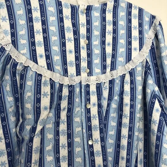 Vintage LL Bean Flannel Nightgown Women’s XL Long sleeve Blue