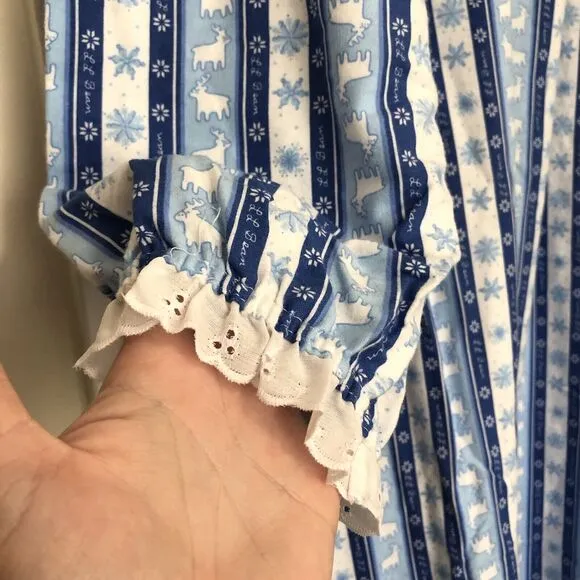 Vintage LL Bean Flannel Nightgown Women’s XL Long sleeve Blue