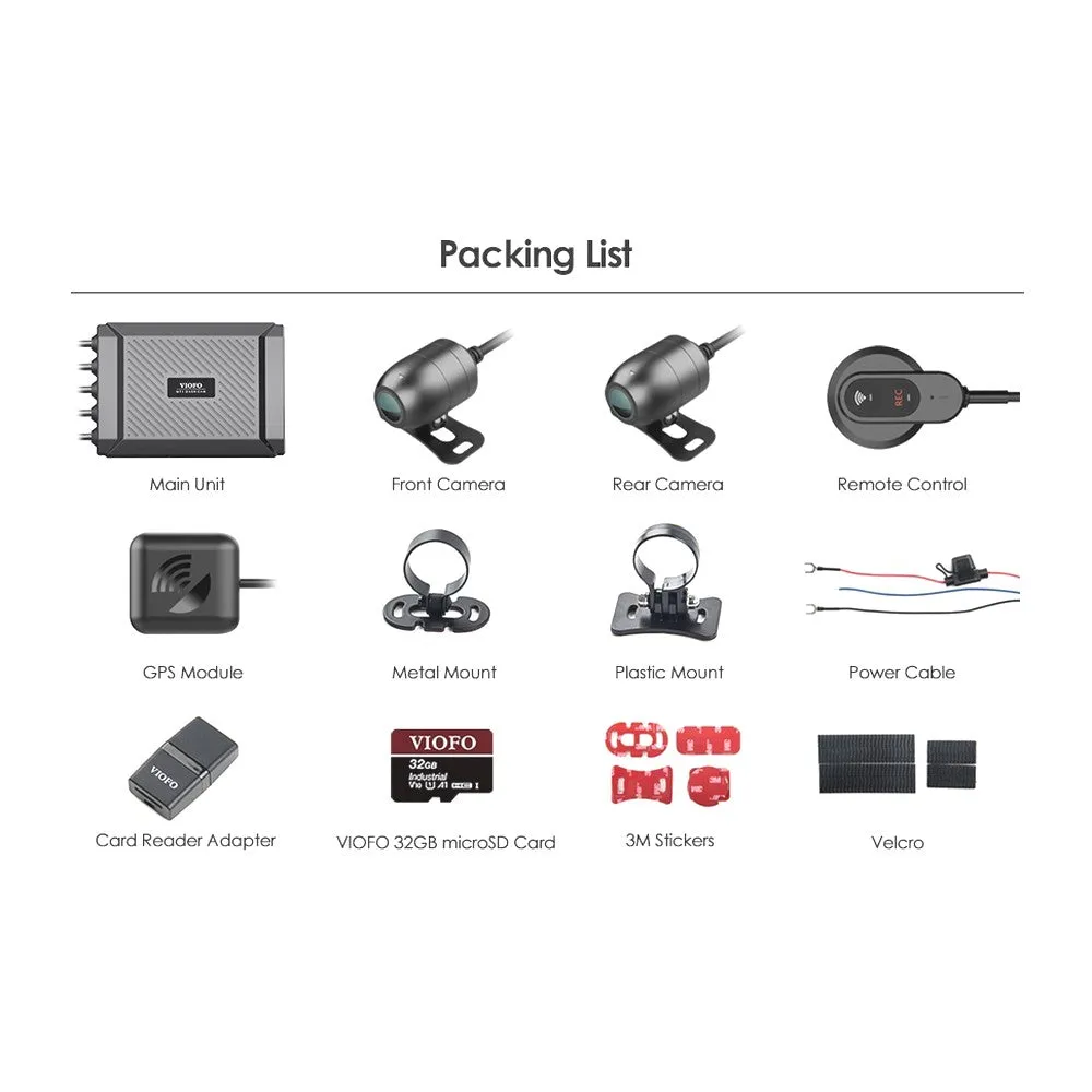VIOFO 1080P MOTORCYCLE DASHCAM DUAL CHANNEL F/R WIFI   GPS