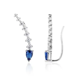 Water Drop Shape Blue Cubic Zirconia Clip Earrings For Women 925 Sterling Silver Party Jewelry Gift