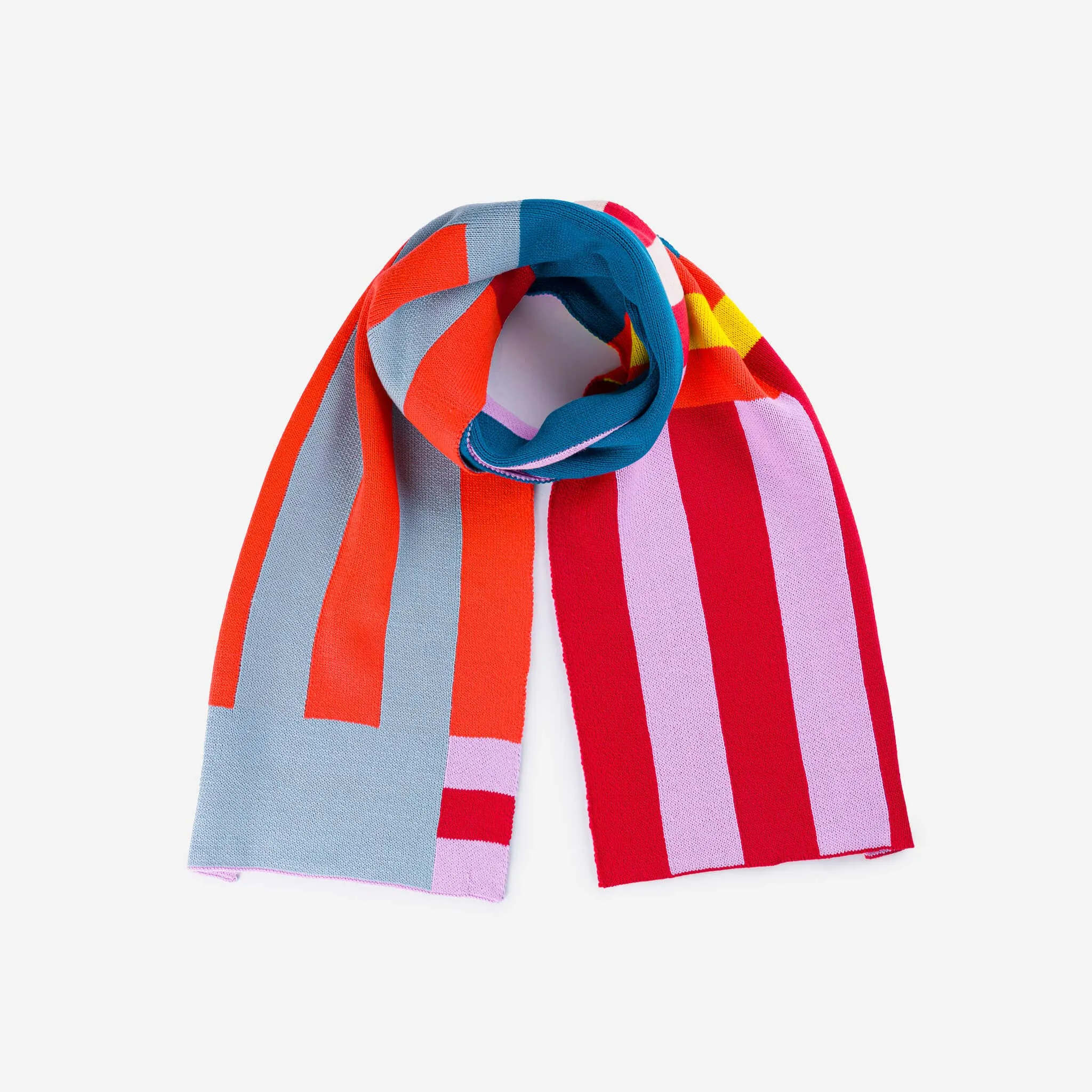 Waterfall Stripe Big Scarf: Lilac Red