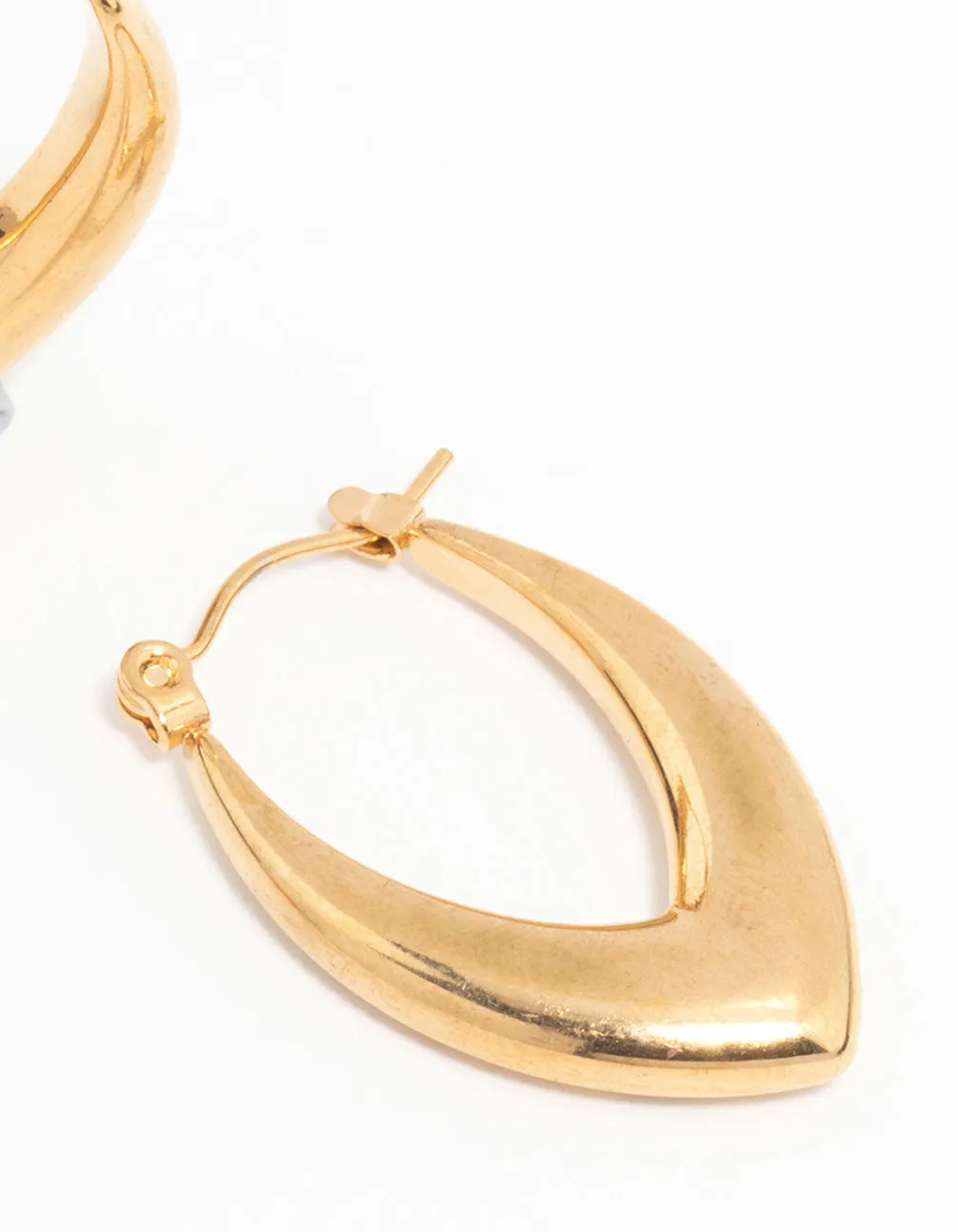 Waterproof Gold Plated Stainless Steel Pointed Puff Hoop Earrings