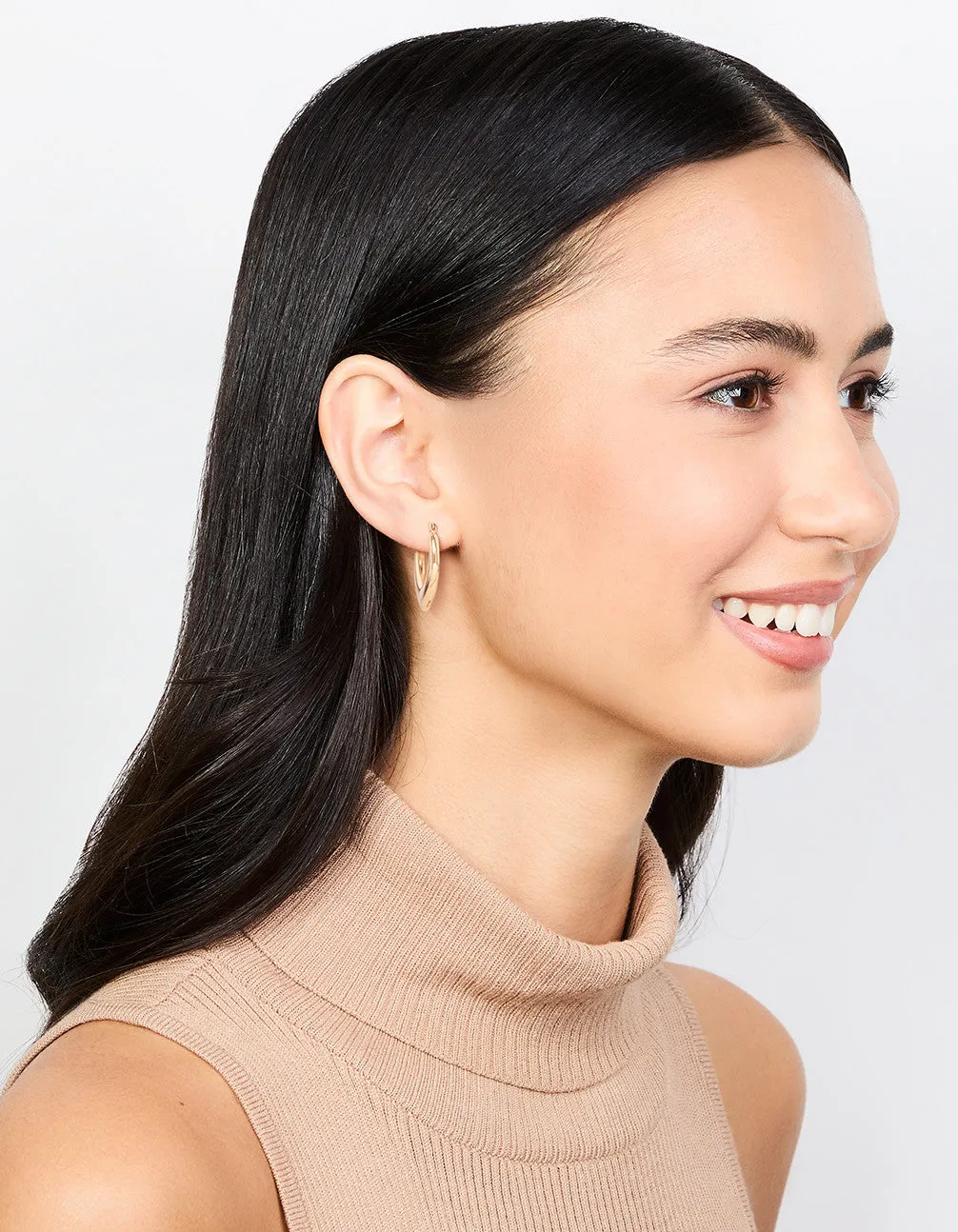 Waterproof Gold Plated Stainless Steel Pointed Puff Hoop Earrings