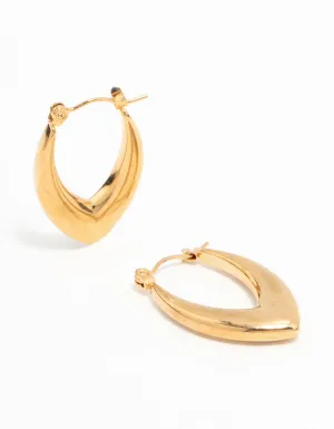 Waterproof Gold Plated Stainless Steel Pointed Puff Hoop Earrings