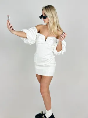 White Off Shoulder Mini Dress
