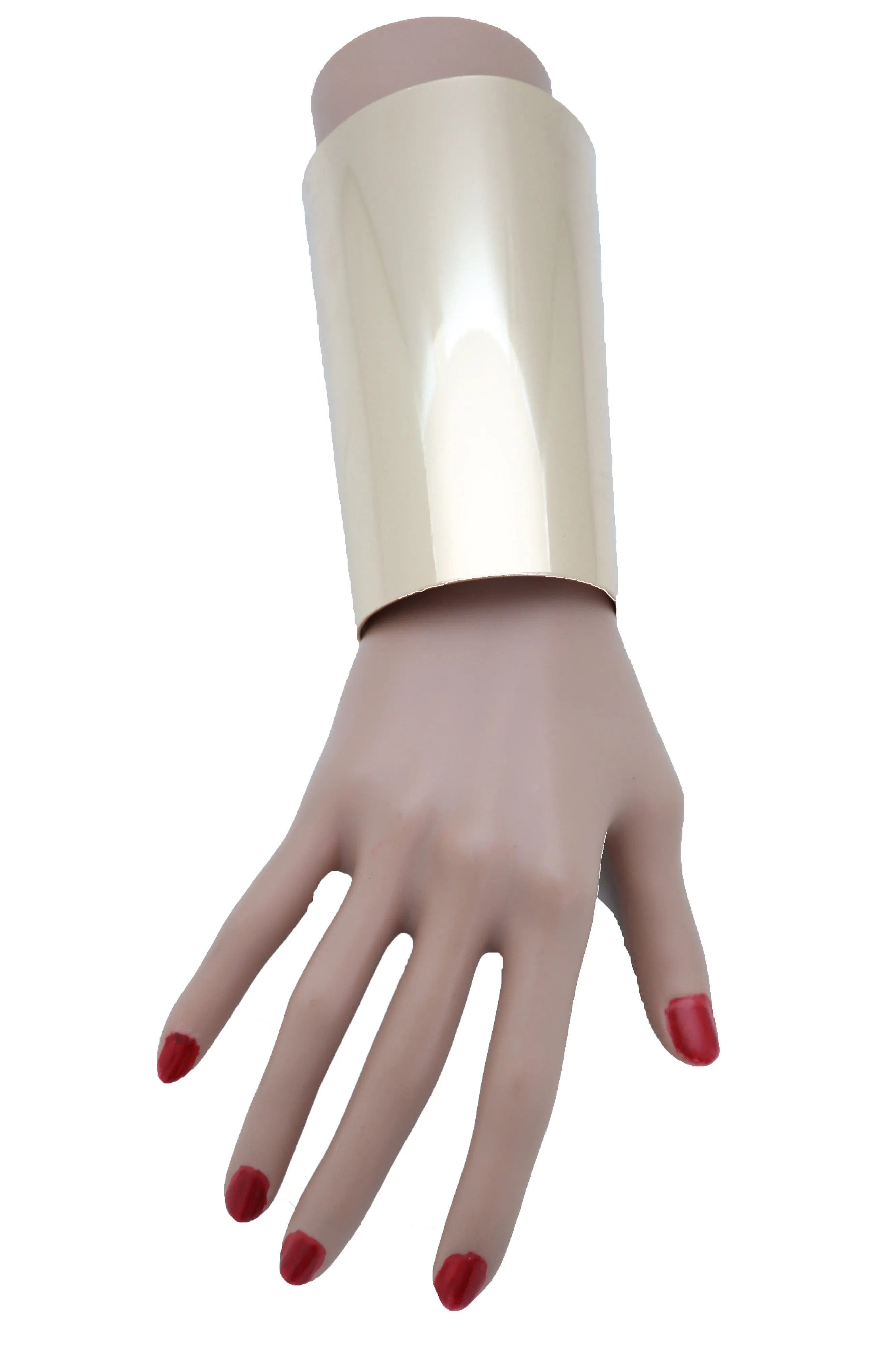 Women Gold Long Metal Wide Cuff Bracelet Celebrity Style Wonder One Size