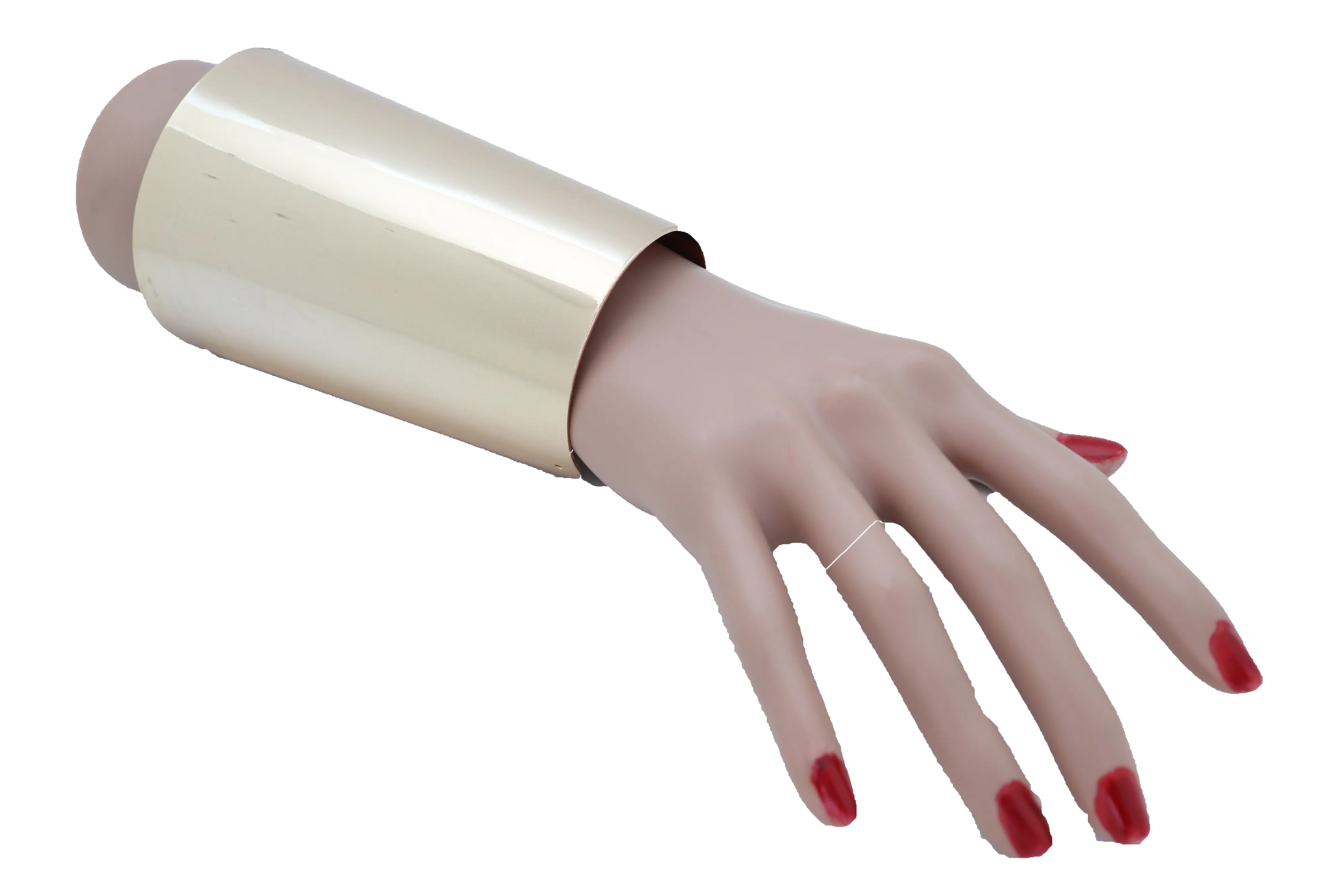 Women Gold Long Metal Wide Cuff Bracelet Celebrity Style Wonder One Size