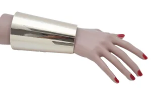 Women Gold Long Metal Wide Cuff Bracelet Celebrity Style Wonder One Size