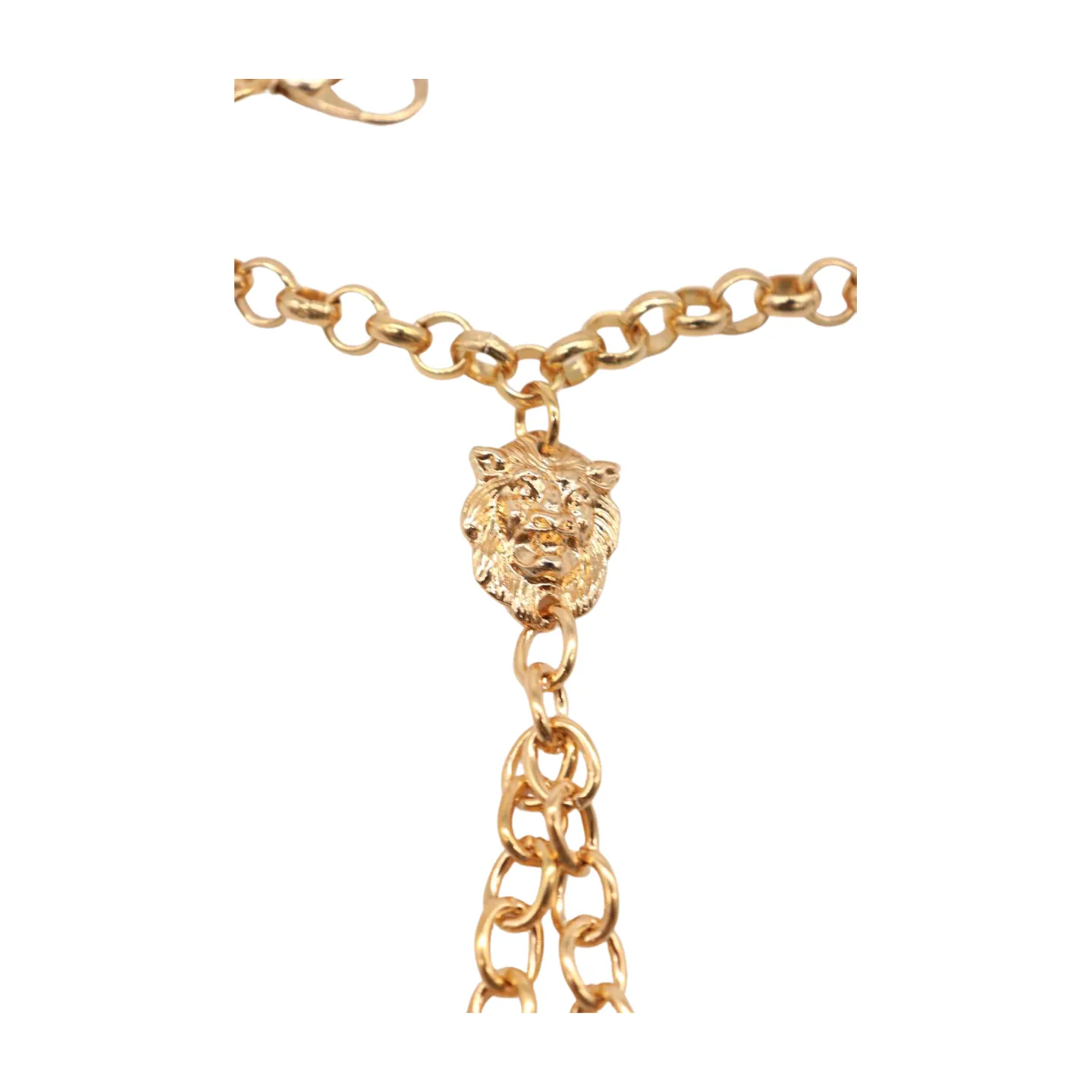Women Gold Metal Hand Chain Lion Bracelet Ring