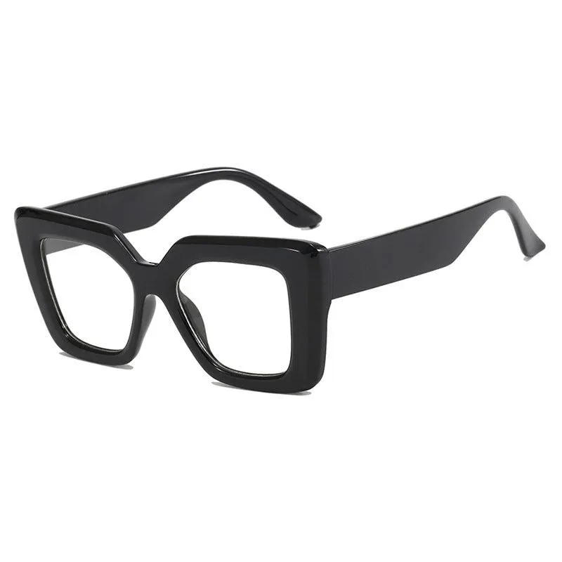 Women Square Plastic Oversized Classic Trendy Fashion Flat Glasses Frame